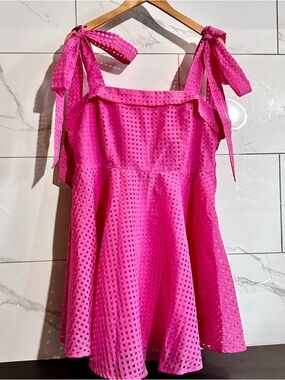 Lulus Pink Jacquard Tie Strap Mini Dress